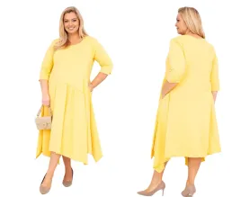 zolta-sukienka-damska-bawelniana-plus-size-asymetryczna-z-kieszeniami