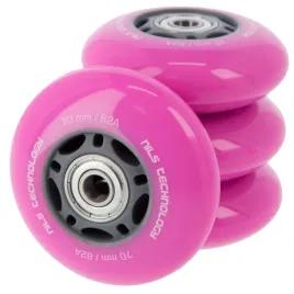 kolka-do-rolek-kauczukowe-70-mm-zestaw-4-szt-lozyska-abec-7-rozowe-nils