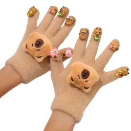 futrzane-dzieciece-rekawiczki-zimowe-z-ozdobami-kapibara-brazowe