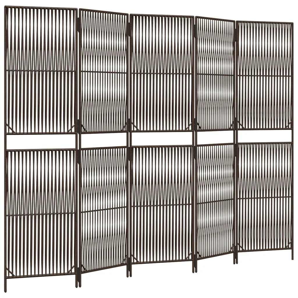parawan-5-panelowy-brazowy-polirattan-stan-nowy