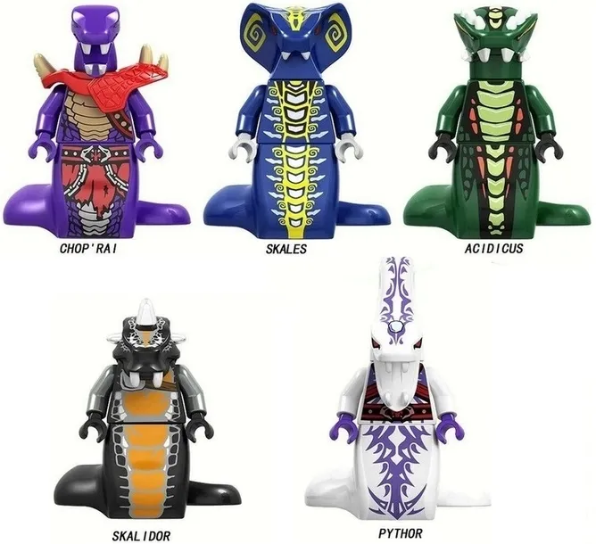 ZESTAW 5 FIGUREK PYTHOR SKALES ACIDICUS PYTHOR SKALIDOR CHOP' RAI NINJA GO KLOCKI