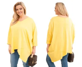 zolta-bluzka-damska-bawelniana-plus-size-asymetryczna-z-dekoltem-v