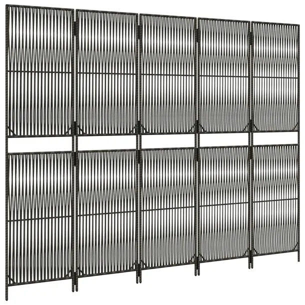 parawan-5-panelowy-szary-polirattan-producent-vidaxl