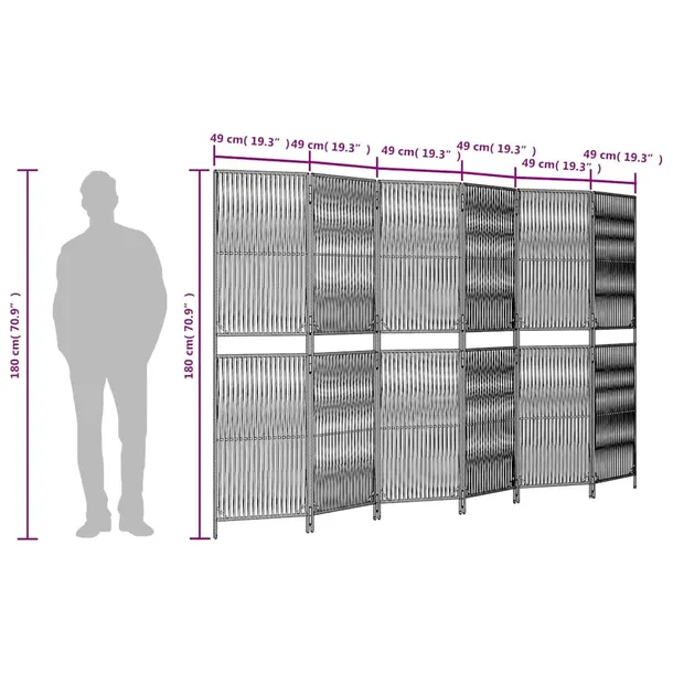 parawan-6-panelowy-czarny-polirattan-kod-producenta-365384-stan-nowy