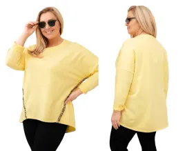zolta-bluzka-damska-bawelniana-plus-size-z-lampasem-i-dluzszym-tylem