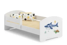 lozko-dzieciece-luk-160x80-cm-z-barierka-wzor-rekin-bialy