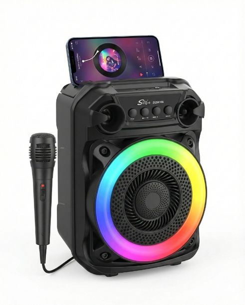 Głośnik Przenośny Bluetooth Karaoke z Mikrofonem RGB Super Bass