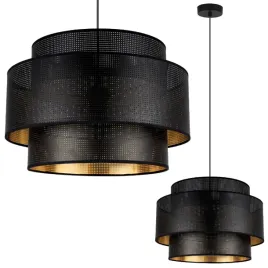 lampa-wiszaca-sufitowa-zyrandol-duzy-podwojny-abazur-czarny-zloty-okragly