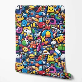 tapeta-na-sciane-geek-kolorowe-emoji-memy-do-pokoju-nastolatka