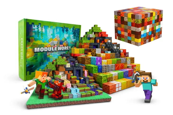 Klocki Magnetyczne 200 El Sześciany 3D + 4 Figurki Gratis Styl Minecraft
