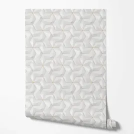 tapeta-na-sciane-efekt-3d-biale-ksztalty-zlote-linie-ecru-do-salonu-biura