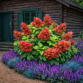 hortensja-debolistna-rubby-slipper-czerwony-akcent-w-ogrodzie