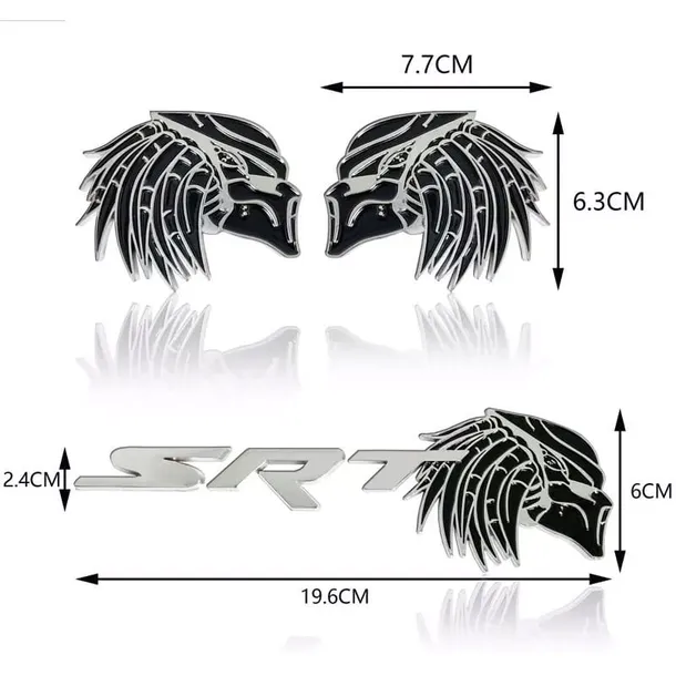 znaczki-emblematy-srt-predator-3d-chrom-numer-katalogowy-czesci-srt-pred-set