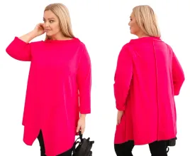 fuksja-bluzka-damska-bawelniana-plus-size-asymetryczna-z-podwijanym-rekawem