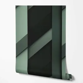 tapeta-na-sciane-efekt-3d-zielone-czarne-paski-do-przedpokoju-sypialni