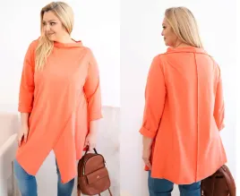 morelowa-bluzka-damska-bawelniana-plus-size-asymetryczna-z-podwijanym-rekaw