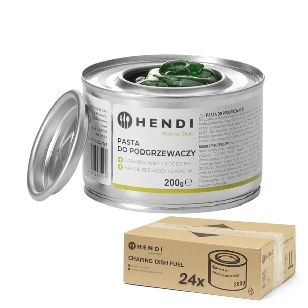 Pasta do podgrzewaczy HENDI HORECA 24x200g BIO Etanol Bez zapachu Bez sadzy