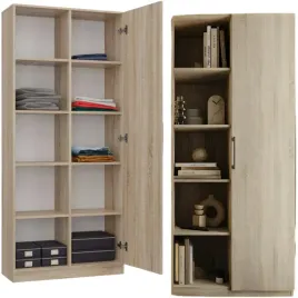 regal-na-ksiazki-do-salonu-biura-pokoju-80-cm-10-polek-1-drzwi-dab-sonoma