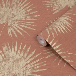 tapeta-na-flizelinie-pomaranczowa-liscie-palmowe-zlota-1005-m-x-52-cm