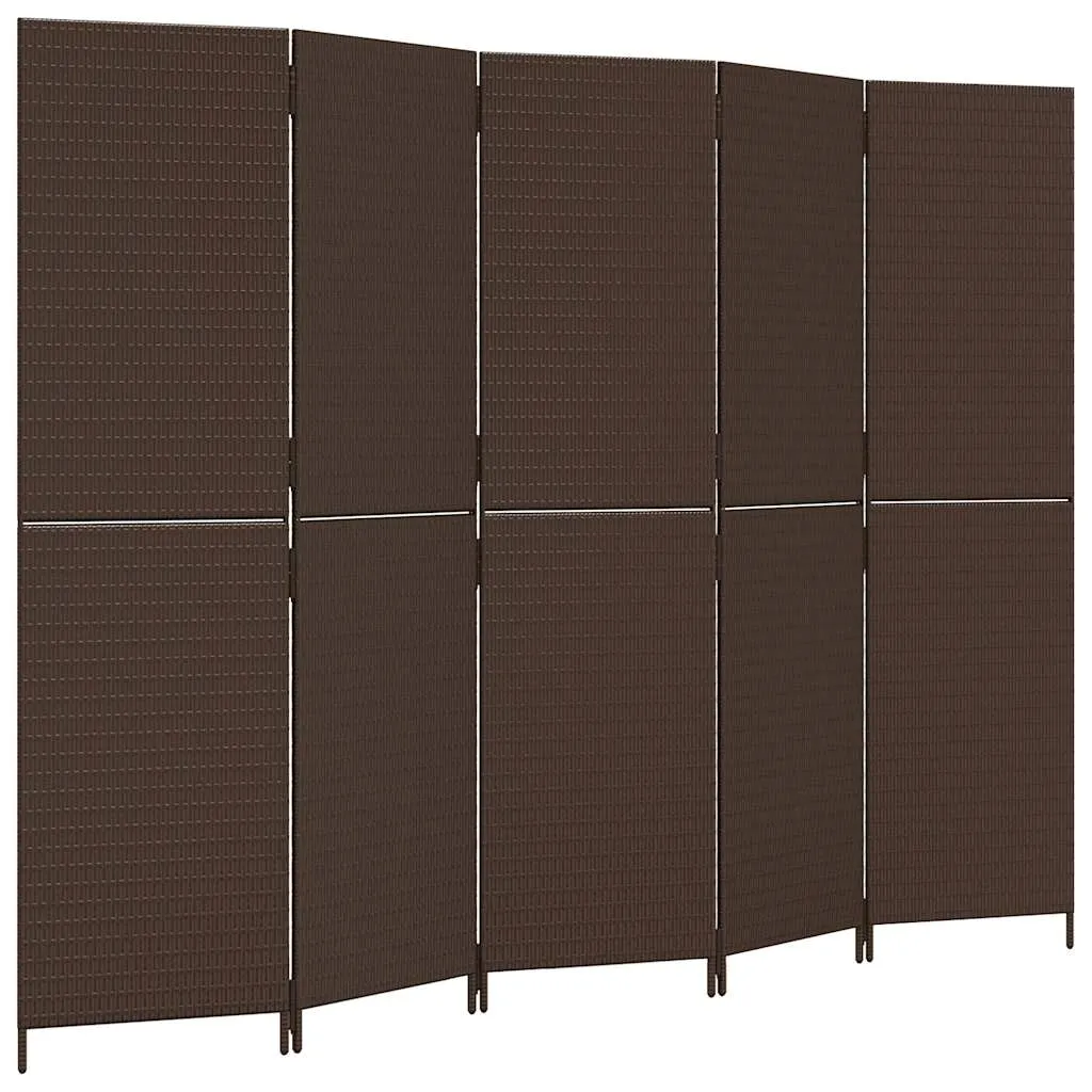 parawan-5-panelowy-brazowy-polirattan-stan-nowy