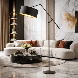 lampa-stojaca-z-regulowanym-ramieniem-maya-gold-czarna-z-szarym-abazurem-ze