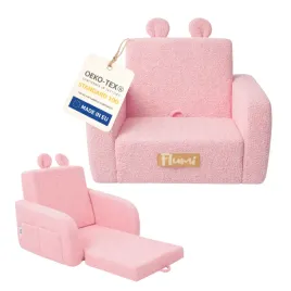 fotelik-dzieciecy-flumi-2w1-rozkladany-baranek-rozowy