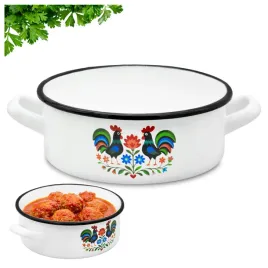rondel-emaliowany-12cm-z-uchwytami-tradycyjny-garnek-bialy-folk-06l