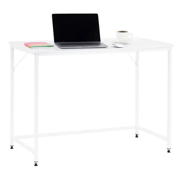 Biurko komputerowe nowoczesne 100x50x76 cm stolik loft industralny biały