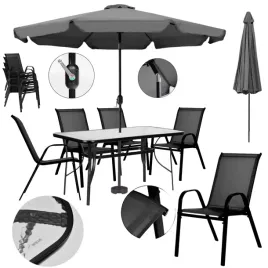 stol-ogrodowy-szklany-z-parasolem-300-cm-podstawa-6-krzesel-czarne-metal