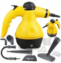 reczna-myjka-parowa-zolta-z-zestawem-akcesoriow-do-czyszczenia-i-sprzatania
