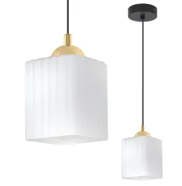 lampa-sufitowa-wiszaca-zyrandol-czarno-zlota-pojedyncza-biala-ryflowana-e27