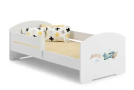 lozko-dzieciece-kobi-luk-140x70-cm-z-barierka-wzor-samolot-bialy
