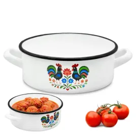rondel-emaliowany-18cm-z-uchwytami-tradycyjny-garnek-bialy-folk-18l
