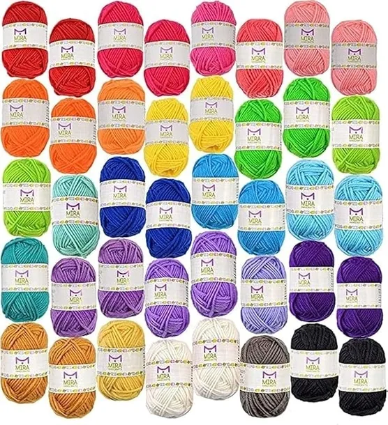 ZESTAW 40 WŁÓCZEK AKRYLOWYCH MIRA HANDCRAFTS - KOLOROWA KOLEKCJA