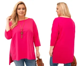 fuksja-bluzka-damska-bawelniana-plus-size-oversize-z-dluzszym-tylem