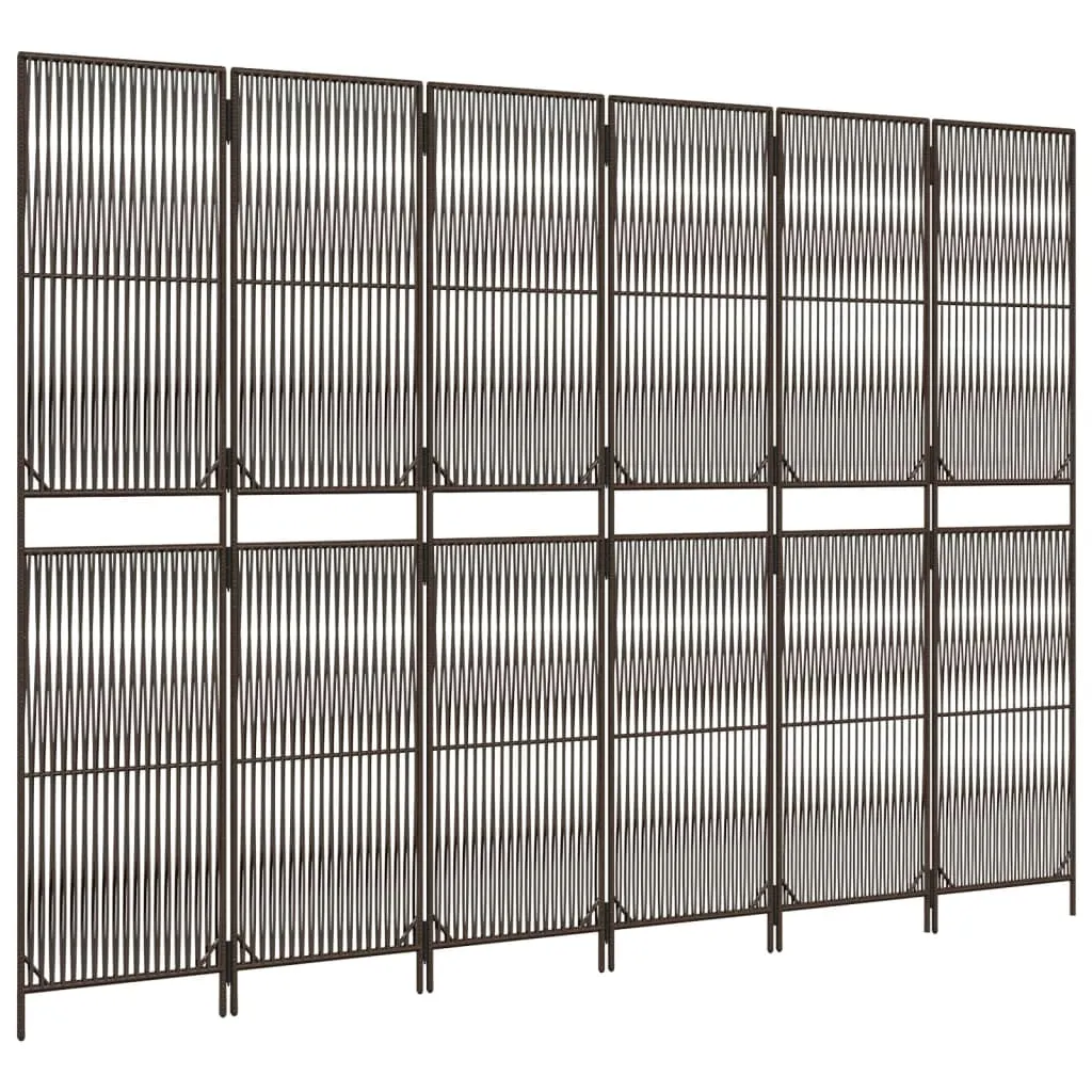 parawan-6-panelowy-brazowy-polirattan