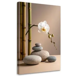 obraz-do-salonu-sypialni-kuchni-biura-kwiat-orchideii-kamienie-bambus-zen