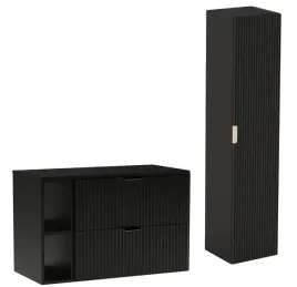 czarny-zestaw-lazienkowy-100cm-szafka-regal-blat-slupek-ryflowane-fronty