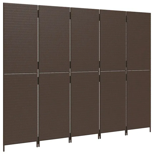 parawan-5-panelowy-brazowy-polirattan-producent-vidaxl