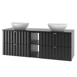 czarny-zestaw-lazienkowy-140cm-szafka-blat-regal-umywalka-ryflowane-fronty