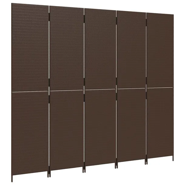 parawan-5-panelowy-brazowy-polirattan-szerokosc-parawanu-245-cm