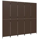 parawan-5-panelowy-brazowy-polirattan-szerokosc-parawanu-245-cm