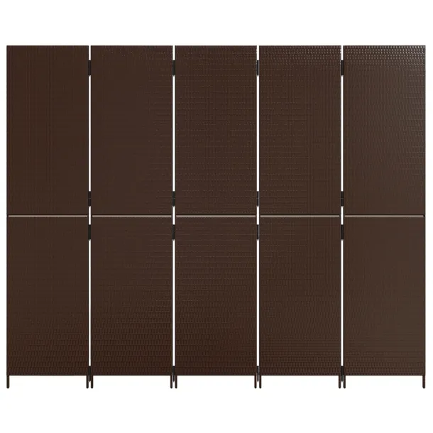 parawan-5-panelowy-brazowy-polirattan-kod-producenta-365365