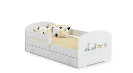 lozko-dzieciece-kobi-luk-140x70-z-szuflada-barierka-dinozaury