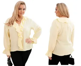 zolta-bluzka-damska-elegancka-plus-size-z-wiskozy-z-falbana-przy-dekolcie