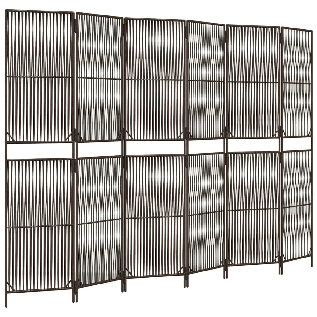 parawan-6-panelowy-brazowy-polirattan-stan-nowy