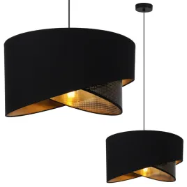 lampa-wiszaca-sufitowa-czarna-zyrandol-zloty-abazur-asymetryczny-z-siatki