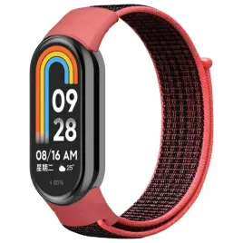 beline-pasek-mi-band-9-8-nylonloop-czerwono-czarny-red-black