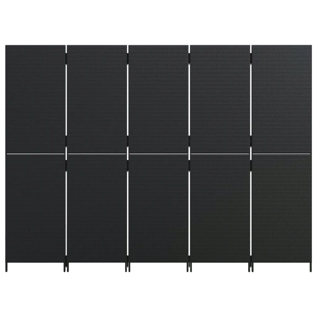 parawan-5-panelowy-czarny-polirattan-stan-nowy