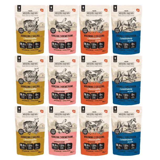 Wiejska zagroda saszetki dla kota mix smaków 12x100g